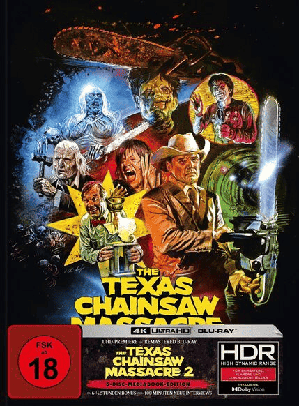 The Texas Chainsaw Massacre 2 (Limited Mediabook, 4K Ultra HD+2 Blu-ray's, Cover B) (1986) [FSK 18] [4K Ultra HD]
