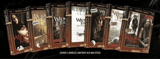 WRONG TURN 1-7 COVER C - ORIGINAL RETRO - IM SET - 7 MEDIABOOKS - BD/4K-UHD