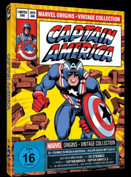 Marvel Origins | Captain America I+II + Dr. Strange - Mediabook - Cover B - (BD + 2x DVD) [Blu-ray]
